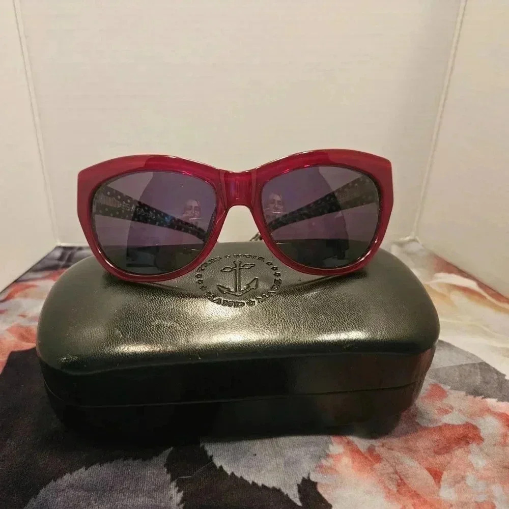 Tres Noir  | Handmade Tres a Go Go Cherry Red Pin Up Vibe Sunglasses